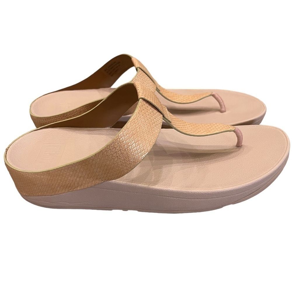 Fitflop Women's Lina Shimmy Snake Nude Pink Flip-Flop, Size 10